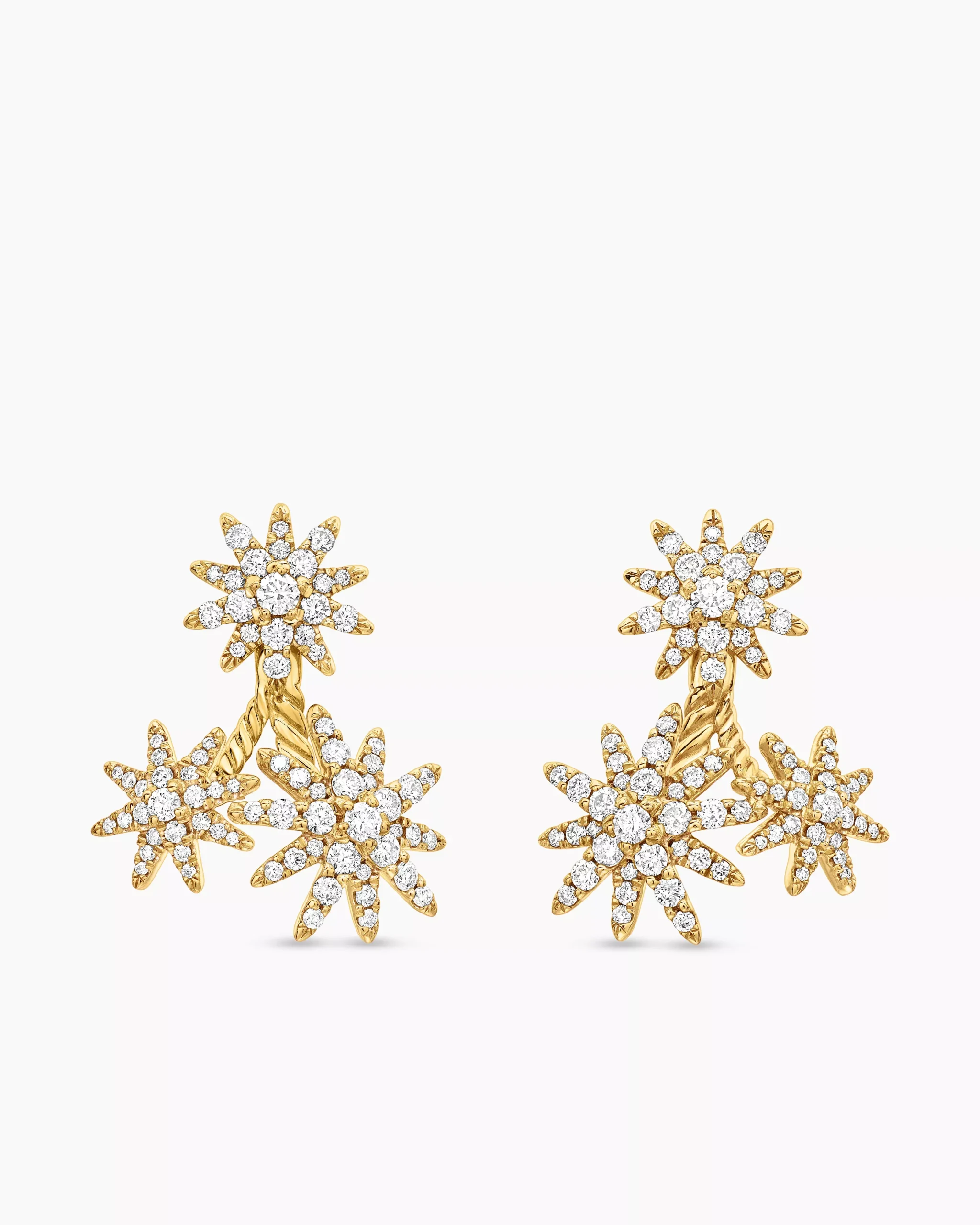 Starburst Cluster Drop Earrings 18K Yellow Gold with Diamonds, 23.7mm