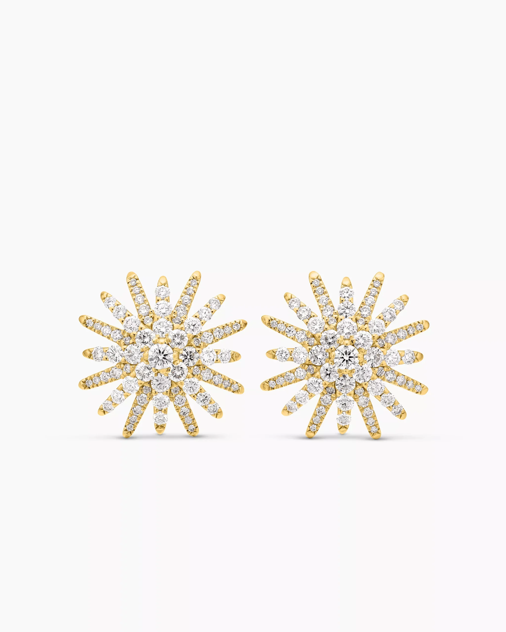 Starburst Stud Earrings 18K Yellow Gold with Diamonds, 19mm