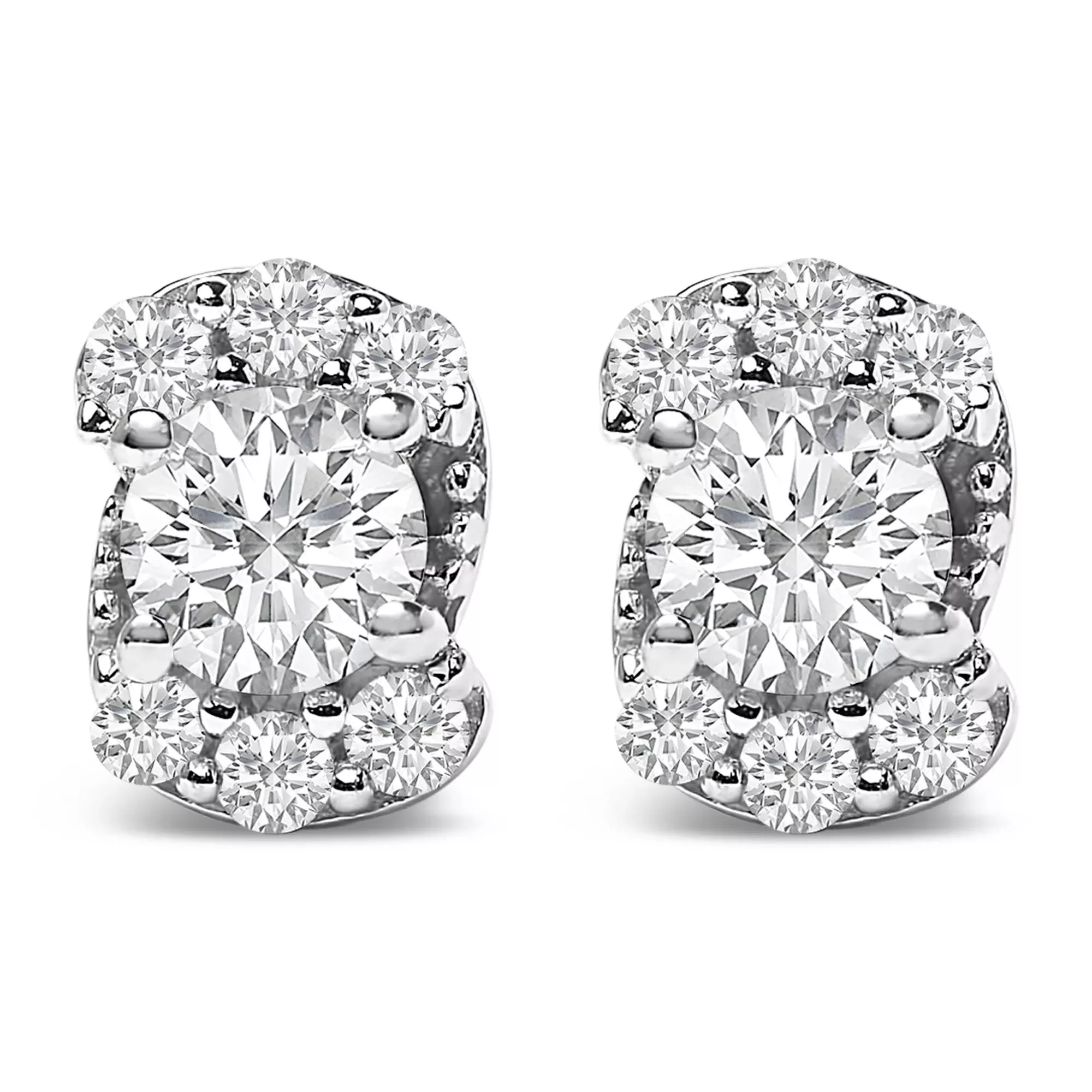 Sterling Silver 1/3 Cttw Lab Grown Diamond Halo Swirl Stud Earrings