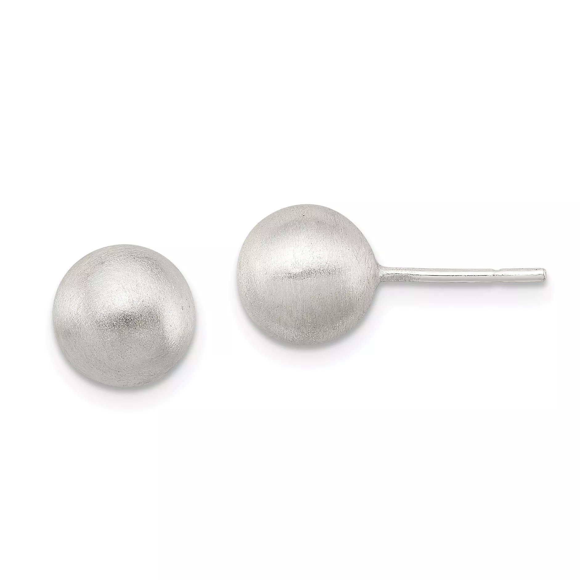 Sterling Silver 8mm Laser-Cut Hollow Ball Earrings with Brushed Finish