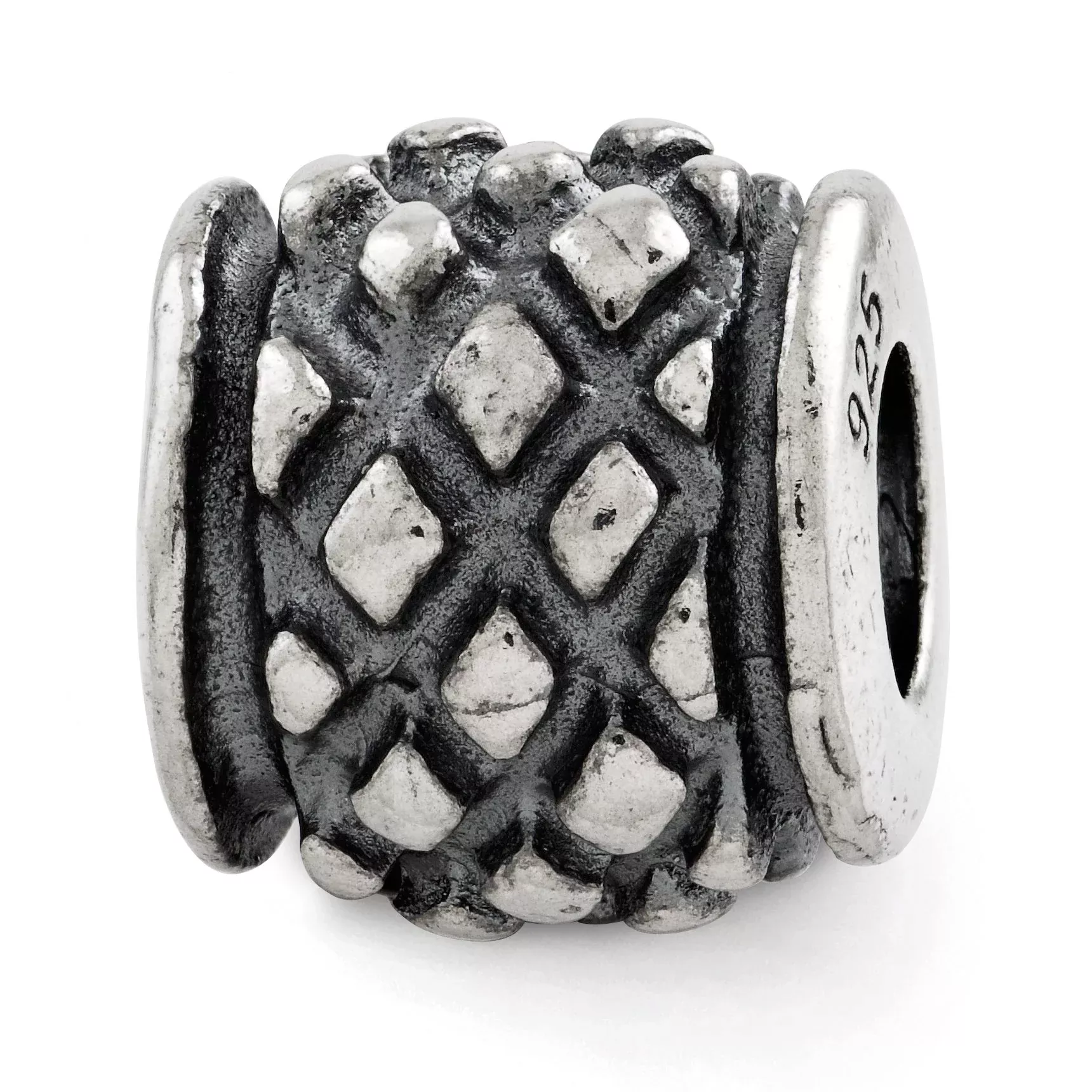 Sterling Silver 925 Antiqued Bead with 4mm Opening Vintage-Inspired Design