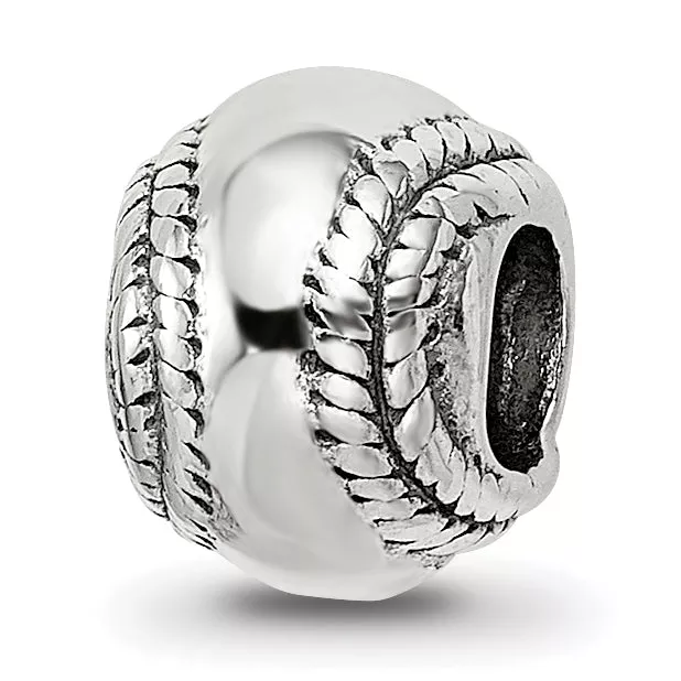 Sterling Silver 925 Baseball Bead with Antiqued FinishSolid Cast Classic Design