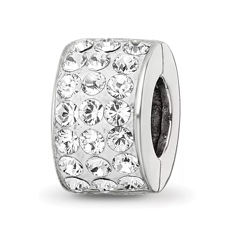Sterling Silver 925 Bead with White Preciosa Crystal Polished Finish