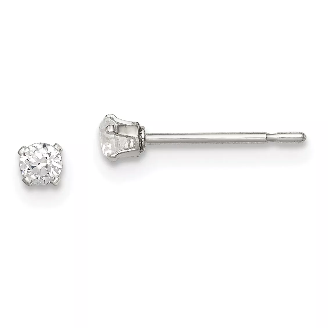 Sterling Silver 925 Children's CZ Stud Earrings with Polished Finish