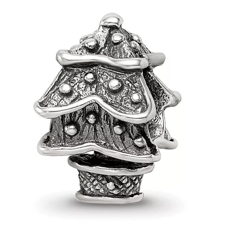 Sterling Silver 925 Christmas Tree Bead with Polished Finish Solid Design