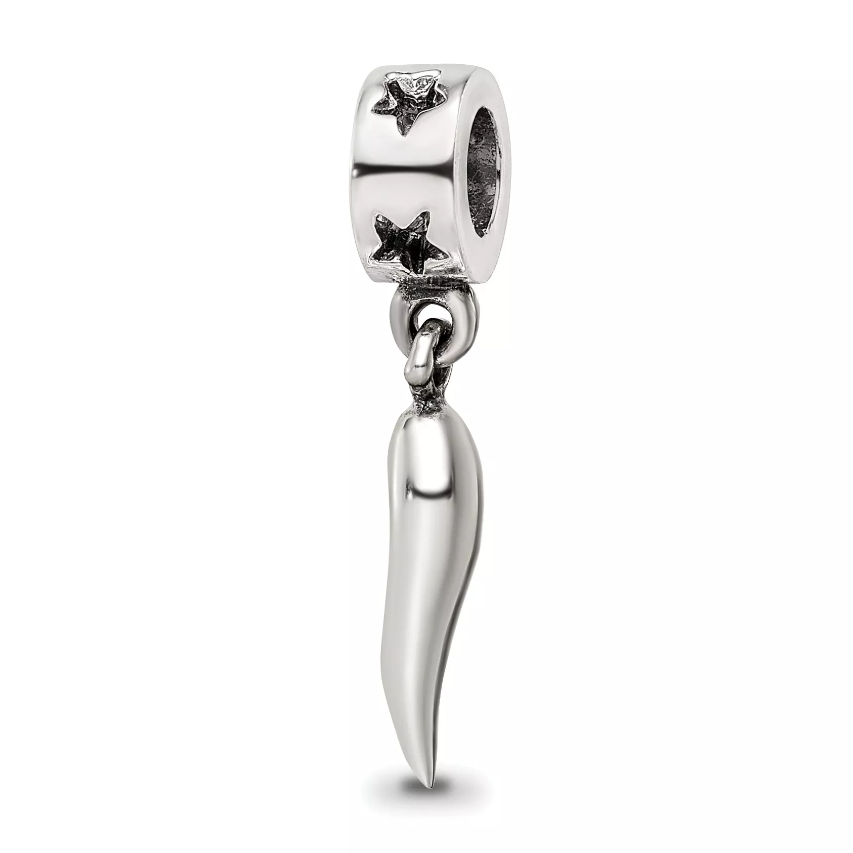 Sterling Silver 925 Dangle Bead with Polished Italian Horn Charm