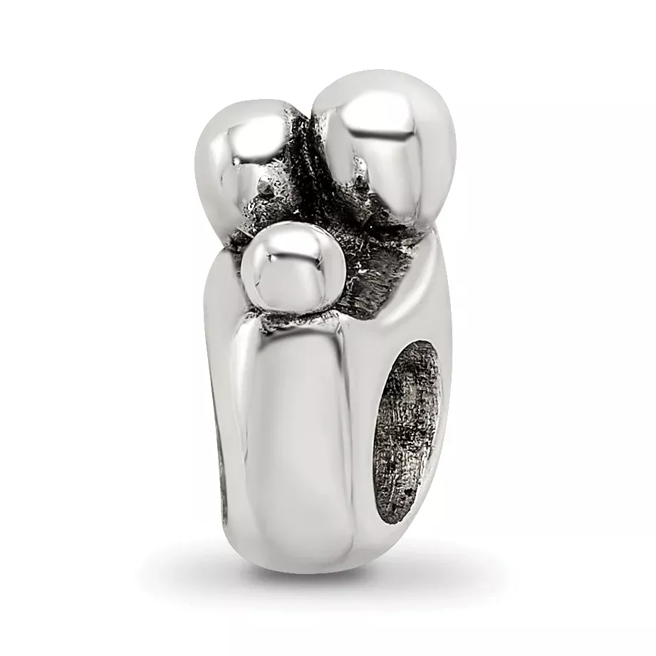 Sterling Silver 925 Family of 3 Bead with Antiqued Finish Solid Cast