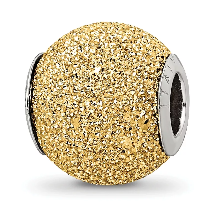 Sterling Silver 925 Gold-Plated Hollow Bead with Laser Cut Design