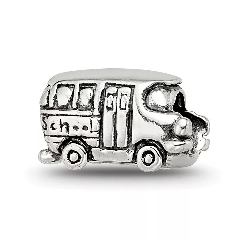 Sterling Silver 925 Kids Bus Bead with Antiqued Finish Solid Cast Design