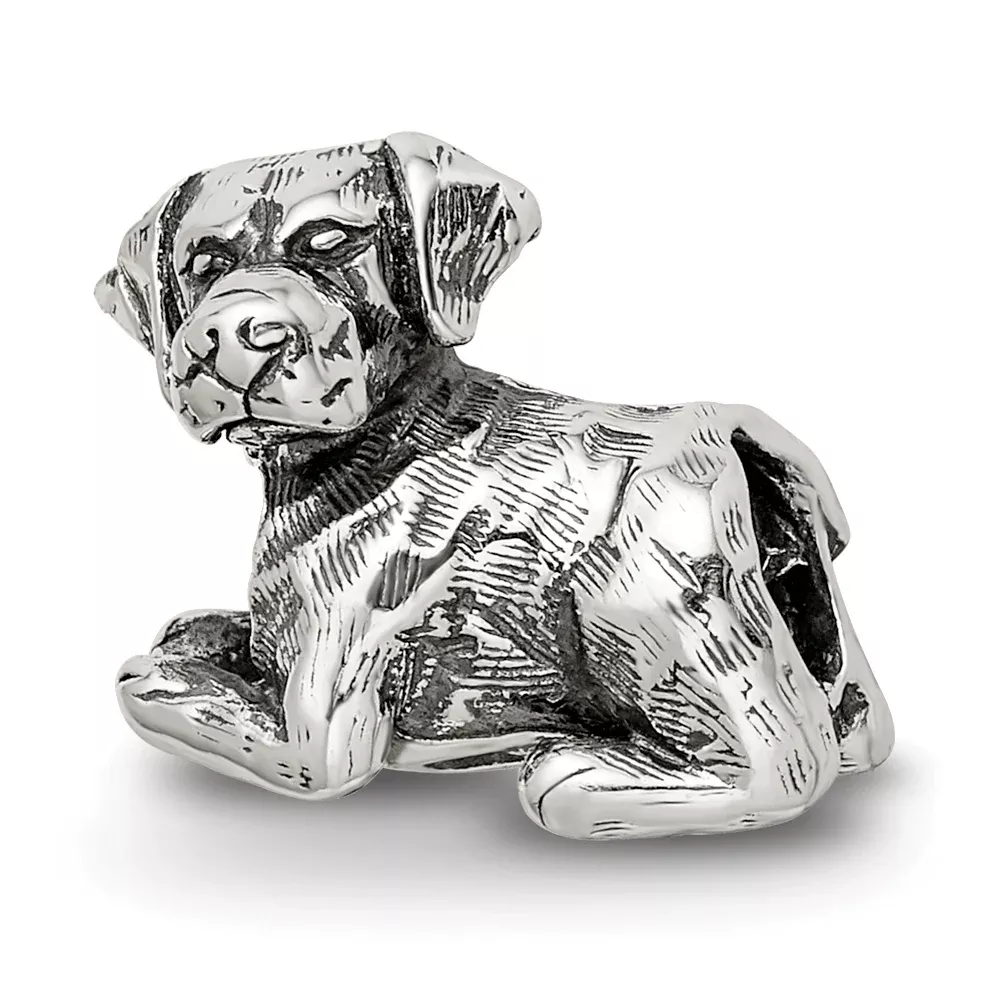 Sterling Silver 925 Labrador Retriever Bead with Antiqued FinishA Timeless Tribute for Dog Lovers