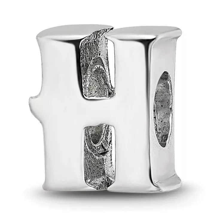 Sterling Silver 925 Polished Letter H Bead Solid Elegant Design