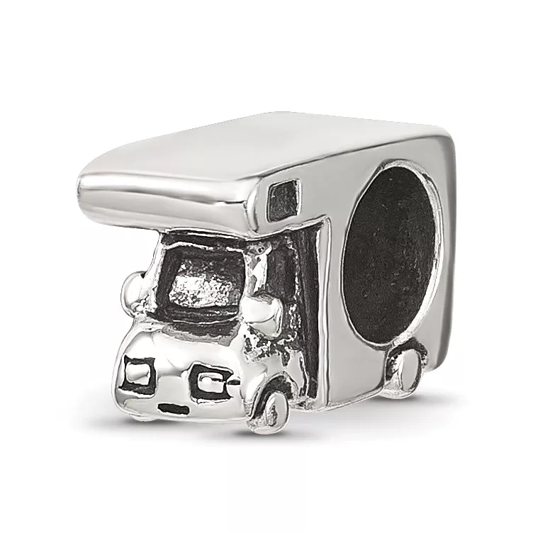 Sterling Silver 925 RV Camper Bead with Antiqued Finish Solid Themed Design