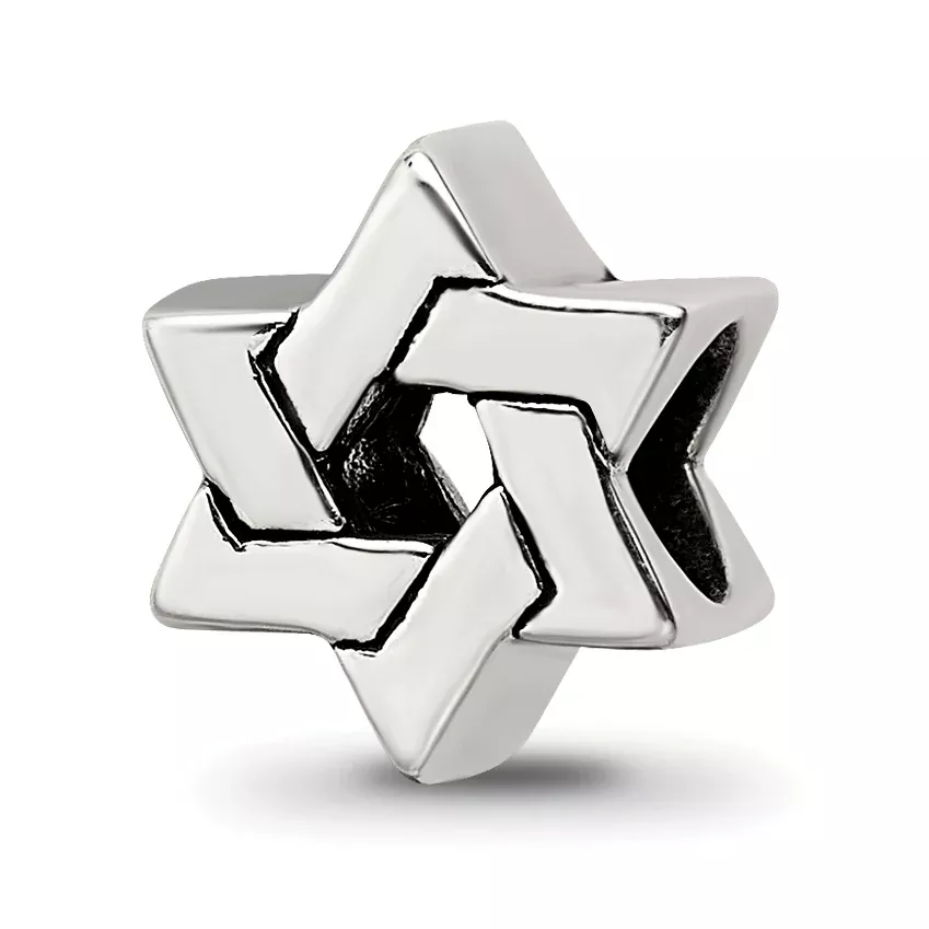 Sterling Silver 925 Star of David Bead with Antiqued Finish, Elegant and Versatile