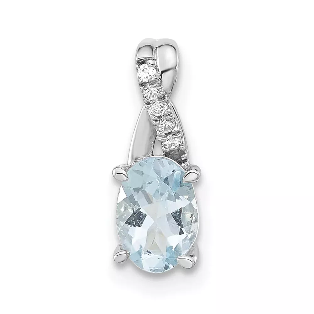 Sterling Silver Aqua & CZ Fashion Pendant