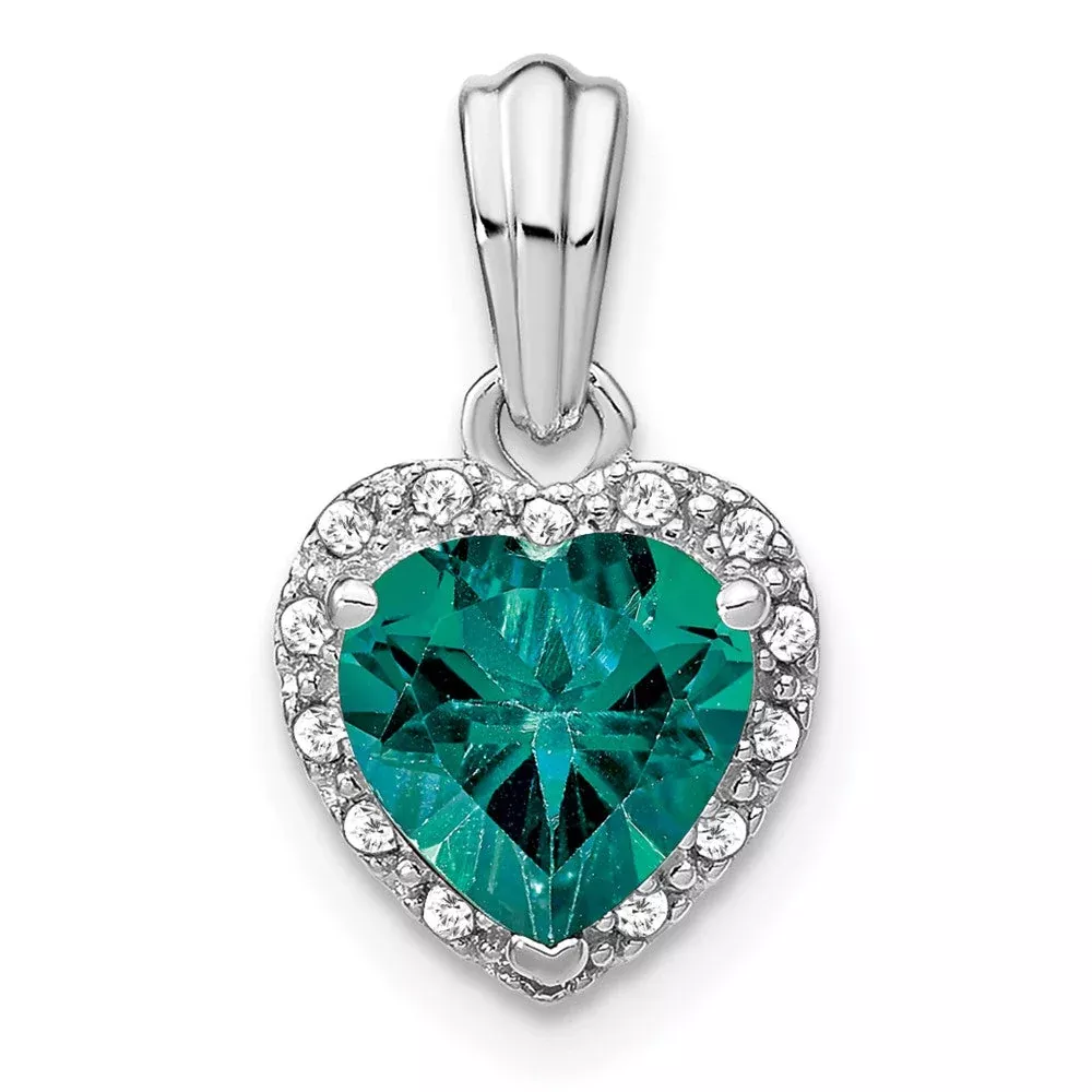Sterling Silver Created Alexandrite and Real Diamond Pendant