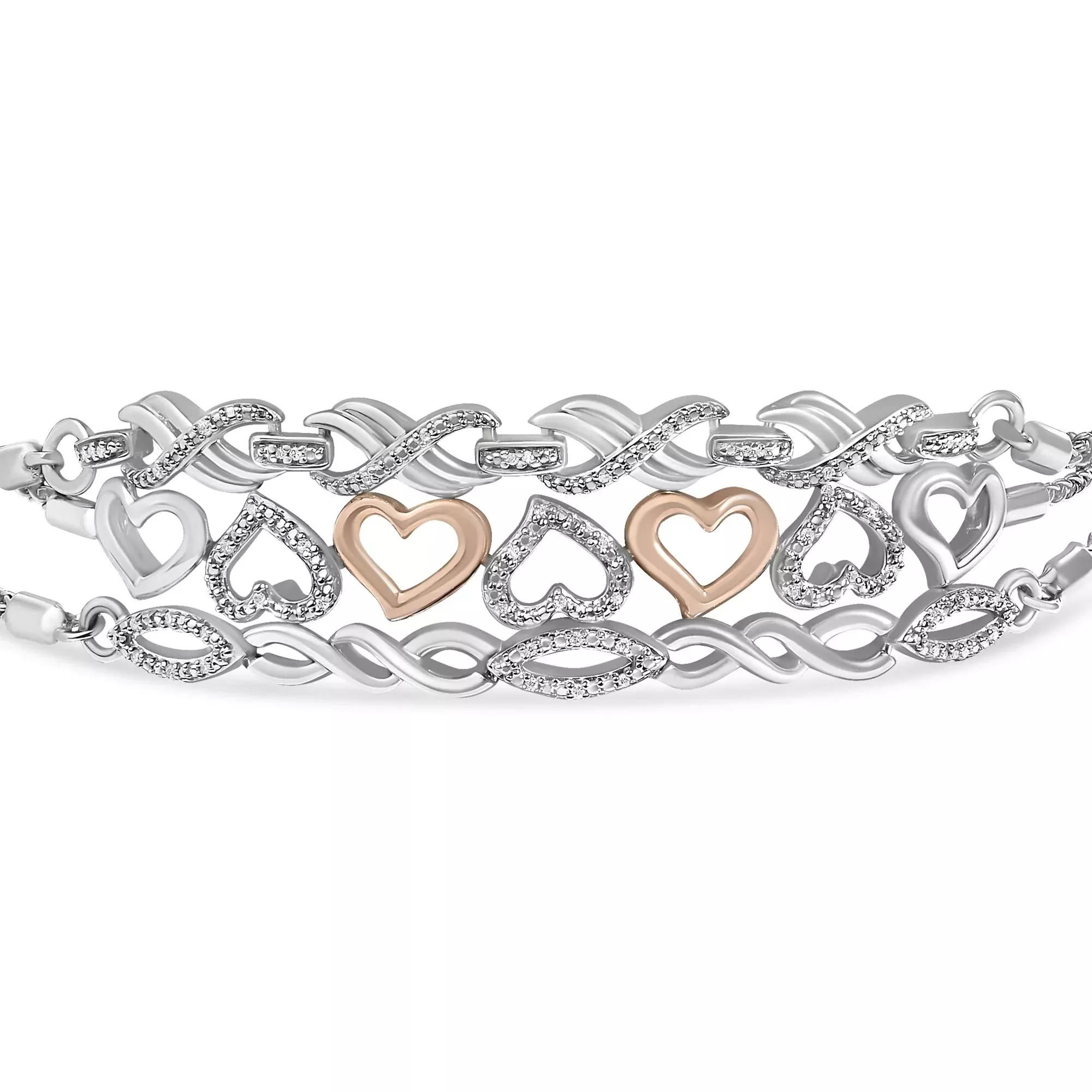 Sterling Silver Diamond Accent 3 Piece Adjustable Bolo Bracelet Set
