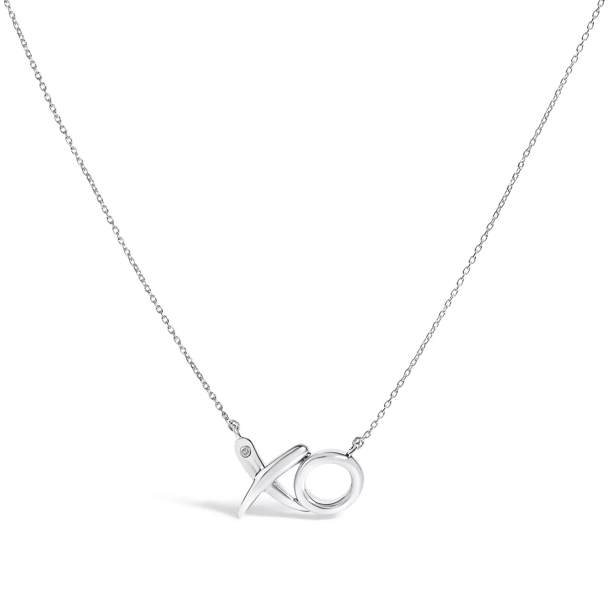 Sterling Silver Diamond Accent XO Pendant Necklace