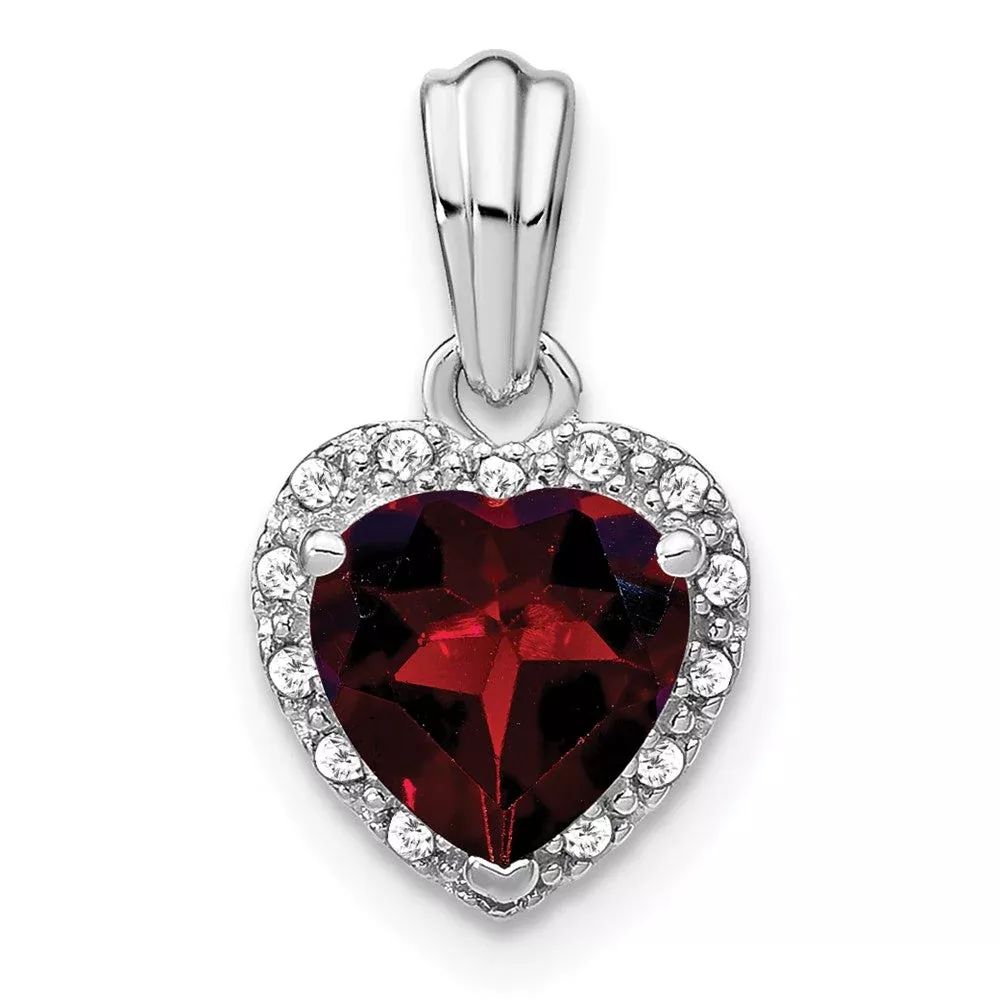 Sterling Silver Garnet and Real Diamond Pendant
