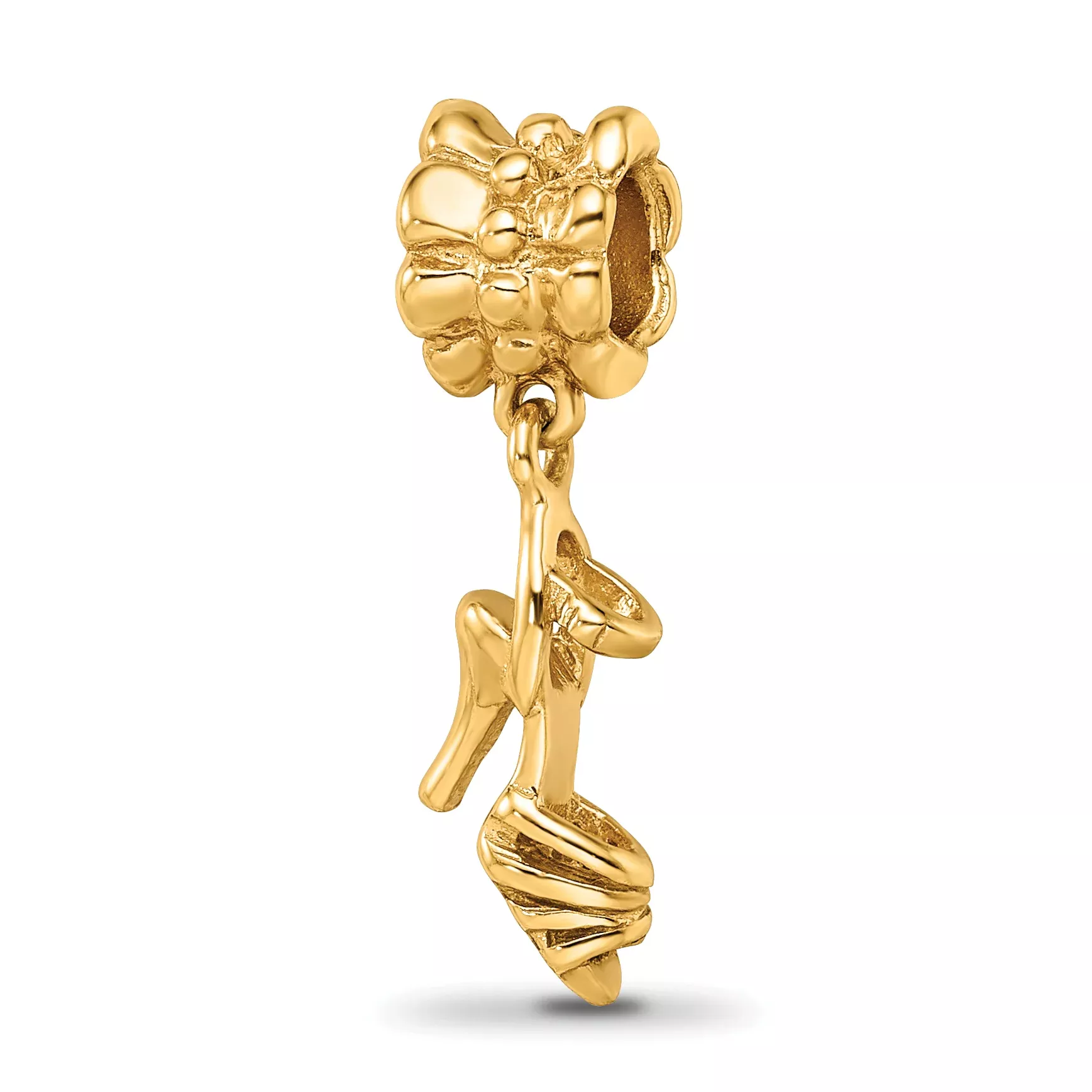 Sterling Silver Gold-Plated High Heel Dangle Bead with Polished Finish