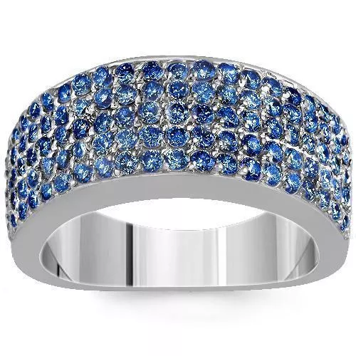 Sterling Silver Men's Blue Sapphire Wedding Ring Band 2.5 Cwt.