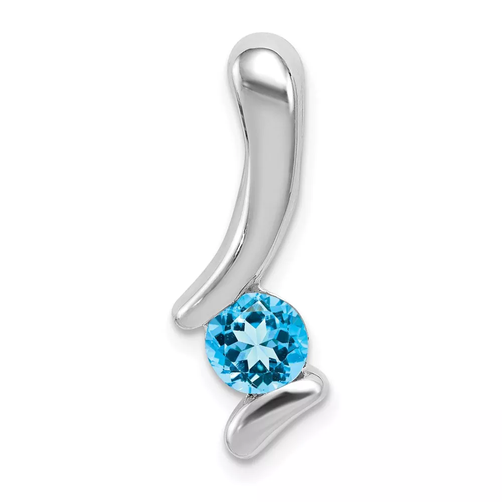 Sterling Silver Rhodium-plated Blue Topaz Pendant