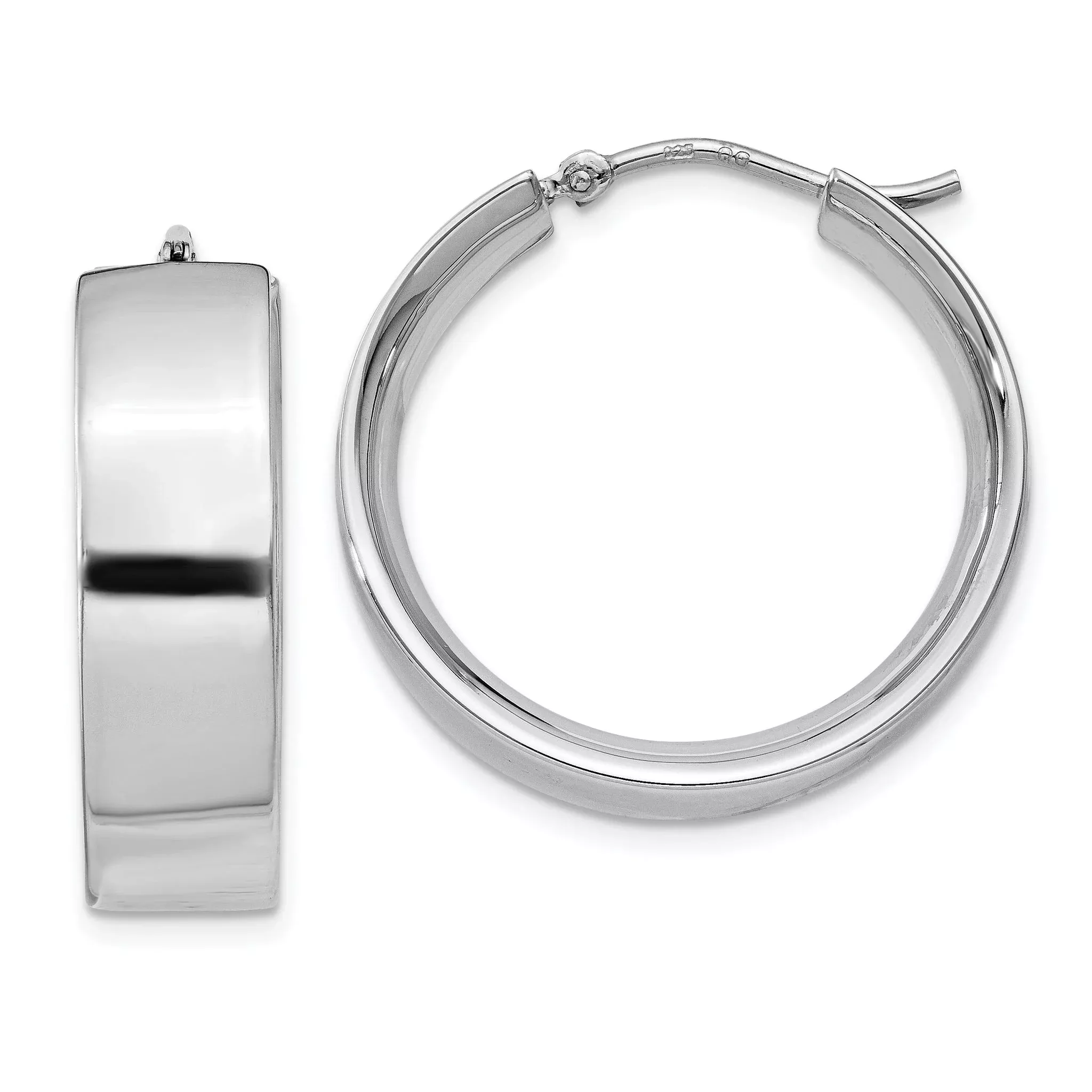Sterling Silver Rhodium-Plated Hoop Earrings with Polished Finish