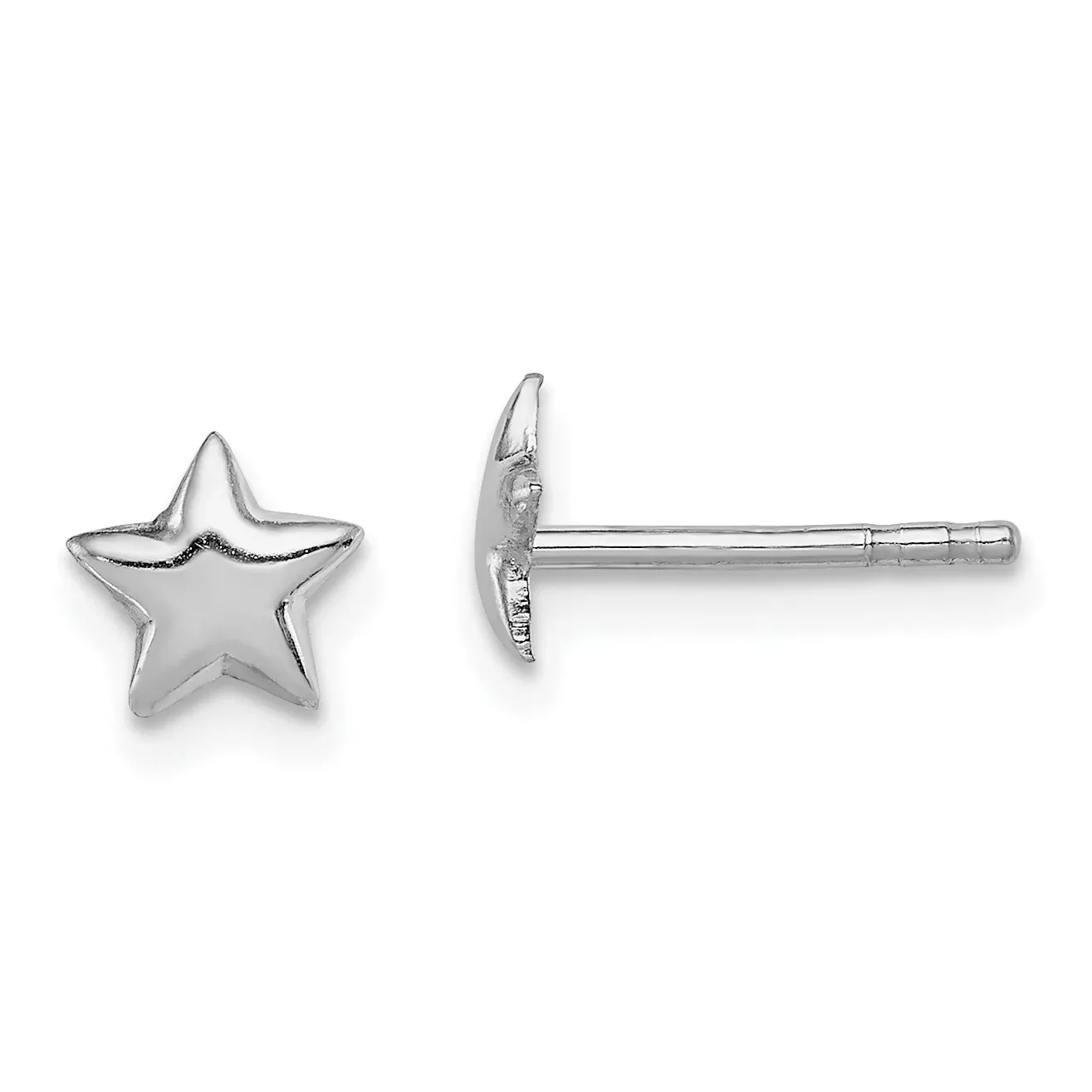 Sterling Silver Rhodium-Plated Star Earrings for GirlsPolished & Elegant