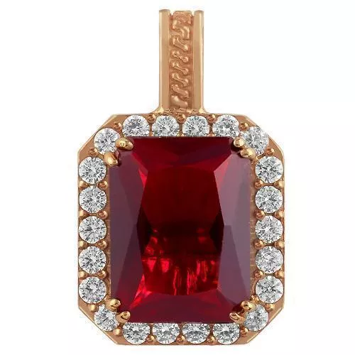 Sterling Silver Rose Gold Plated Semi-Precious Crystal Ruby Pendant