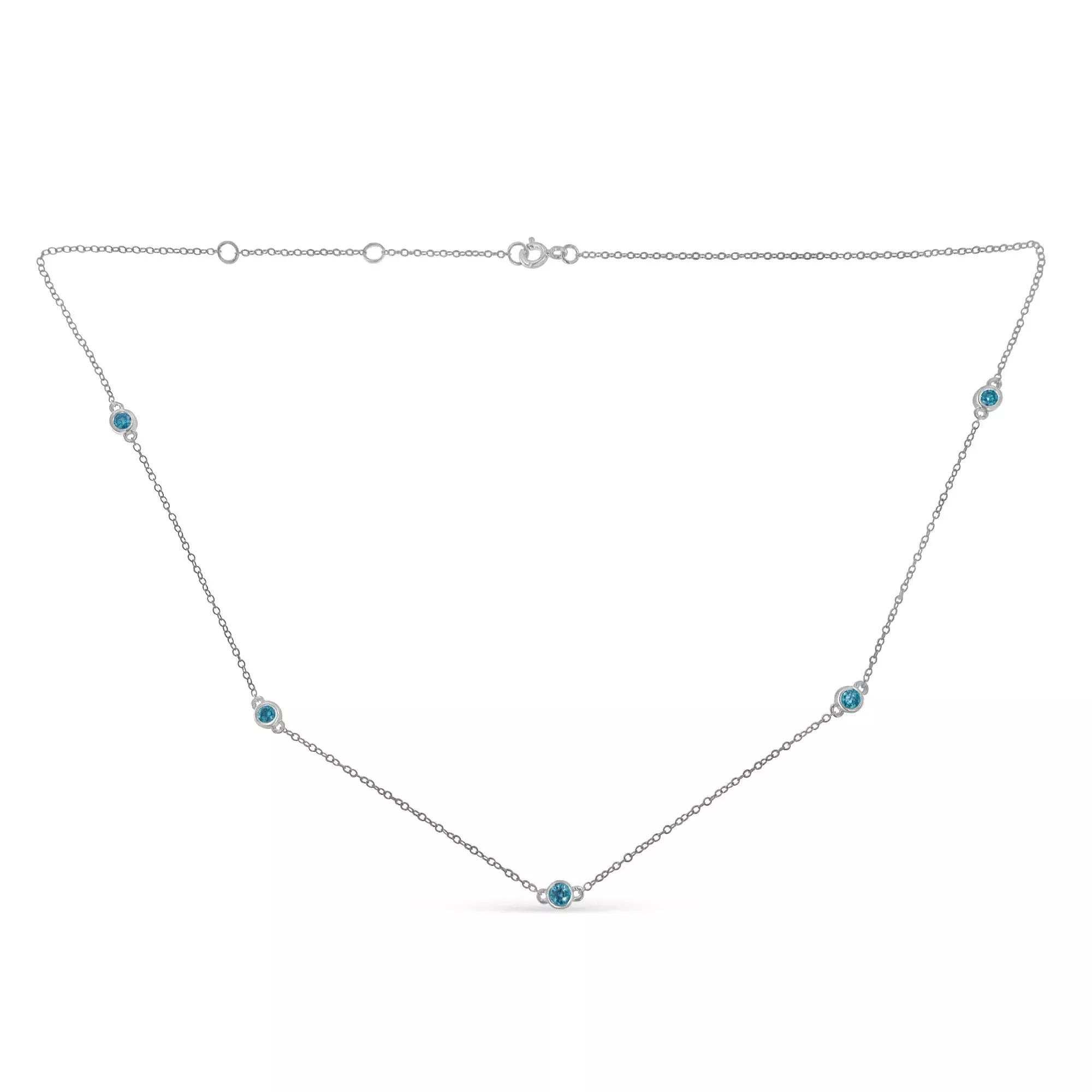 Sterling Silver Treated Diamond By Yard Necklace (1/2 cttw, Blue Color, I2-I3 Clarity)