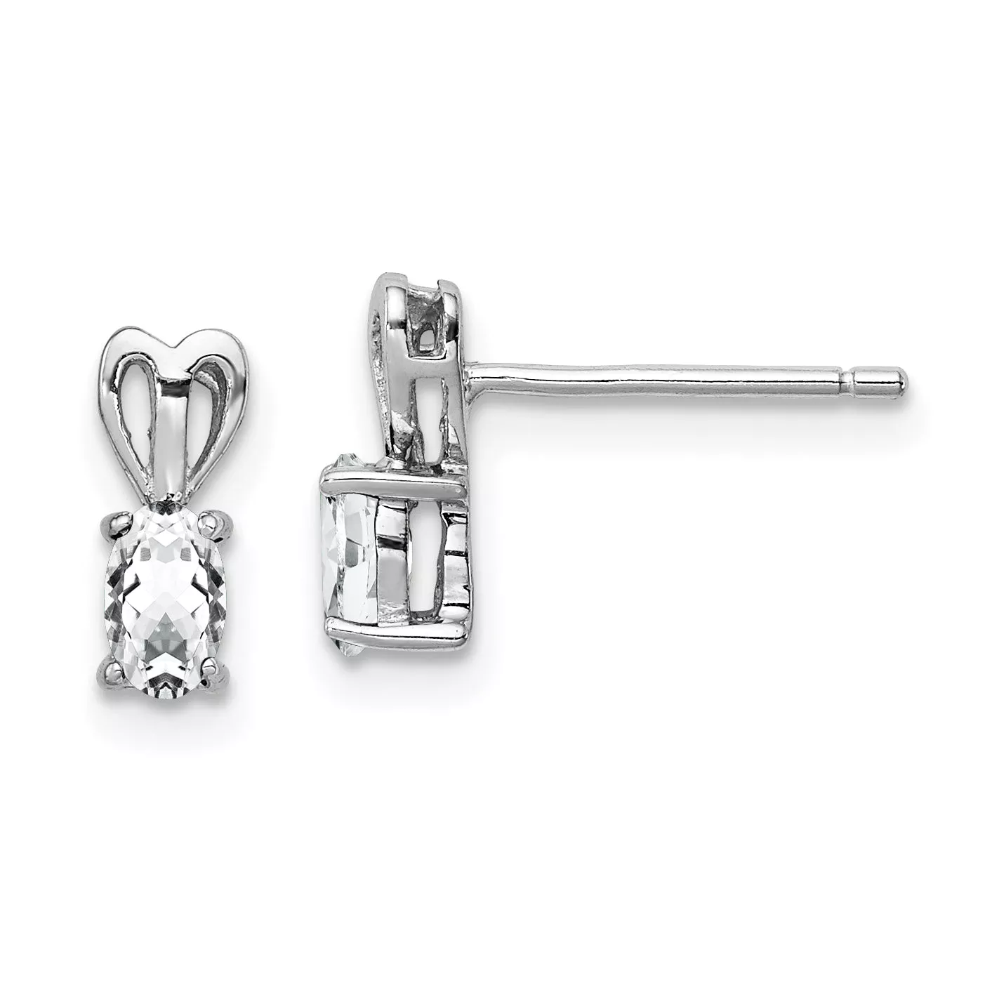 Sterling Silver White Topaz Earrings with Rhodium-Plated Polished Finish