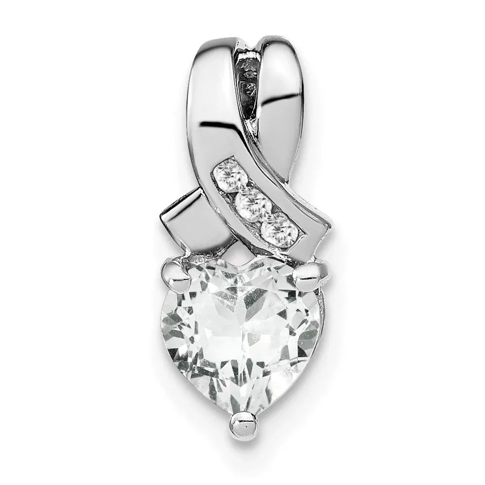 Sterling Silver White Topaz and Real Diamond Pendant