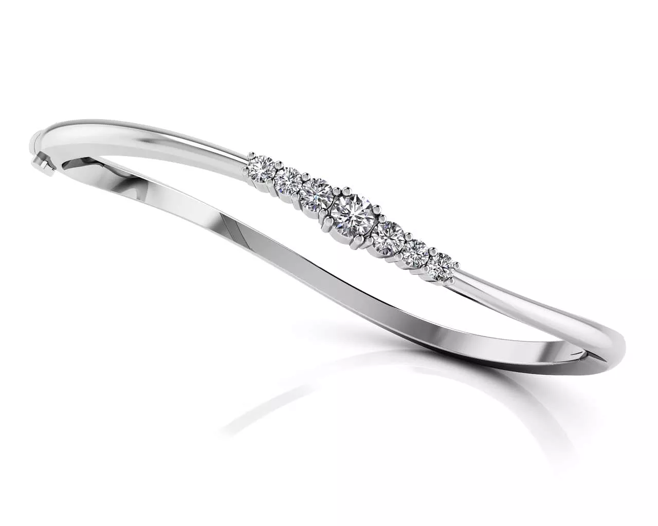 Stylish Seven Stone Diamond Bangle 3 /4 Carat Total Weight