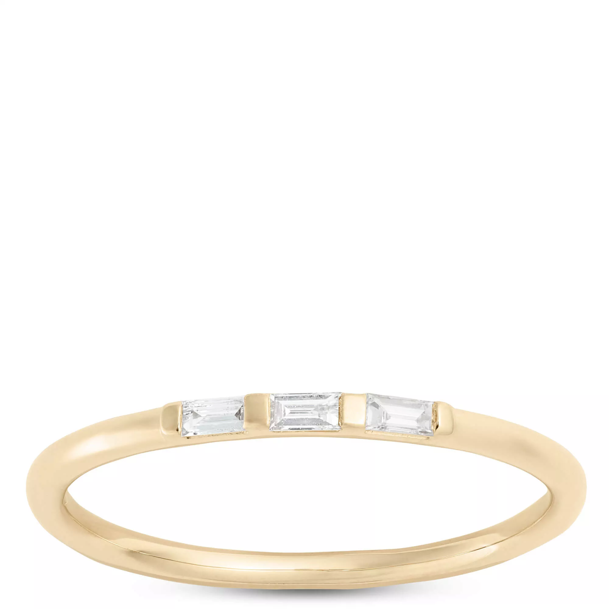Three Baguette Diamond Ring, 14K Yellow Gold