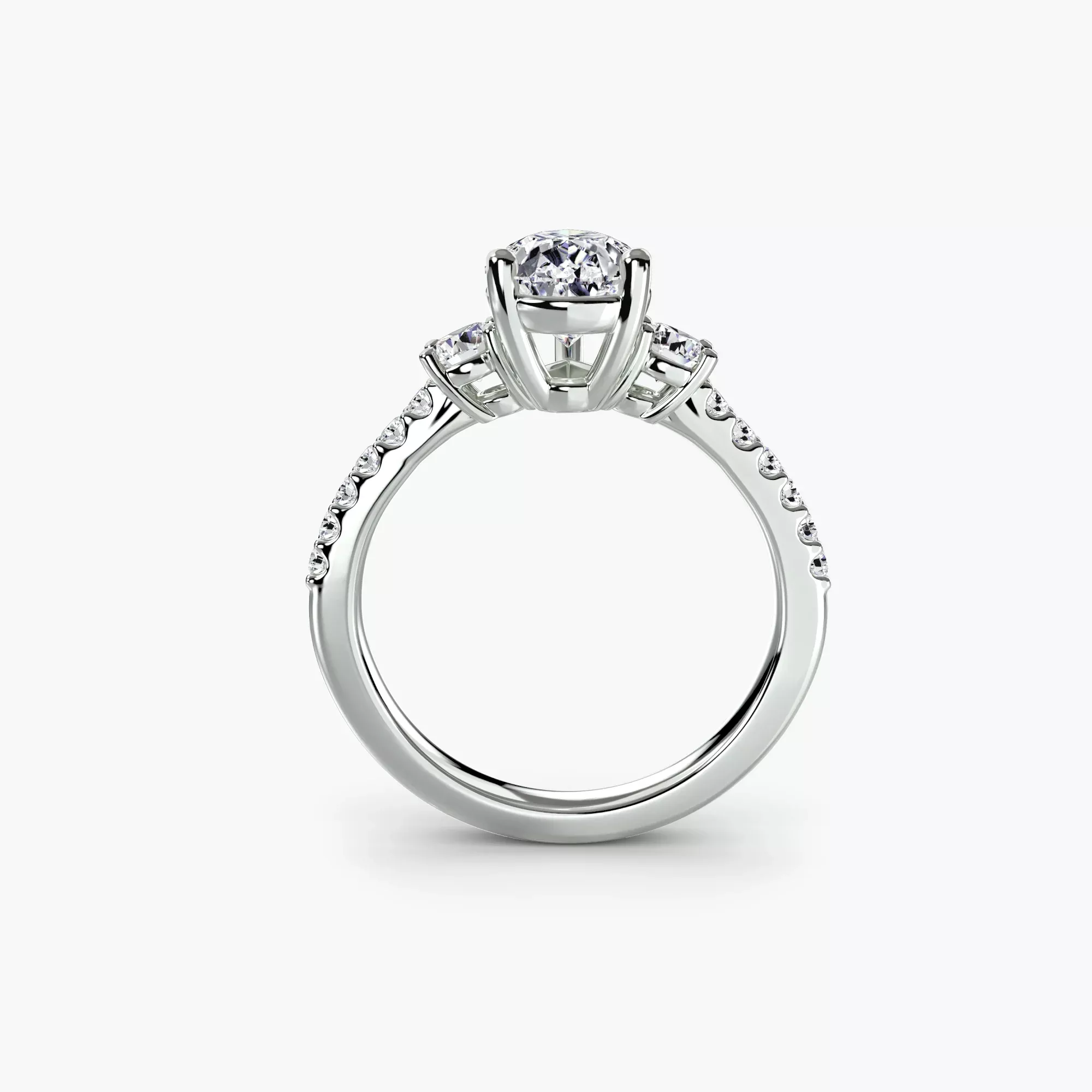 Three-Stone Ring with Pavé Band 5