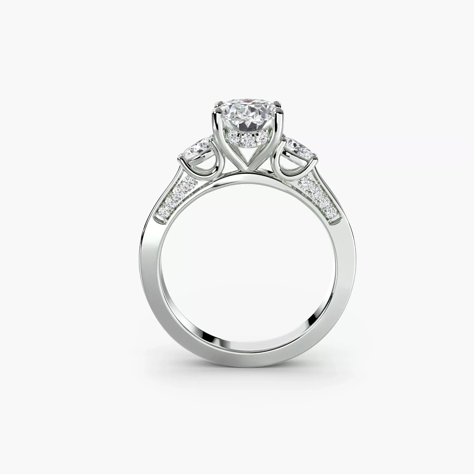 Three Stone with Pavé Shoulders