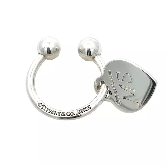 Tiffany & Co. Sterling Silver Heart Tag Key Ring Charm
