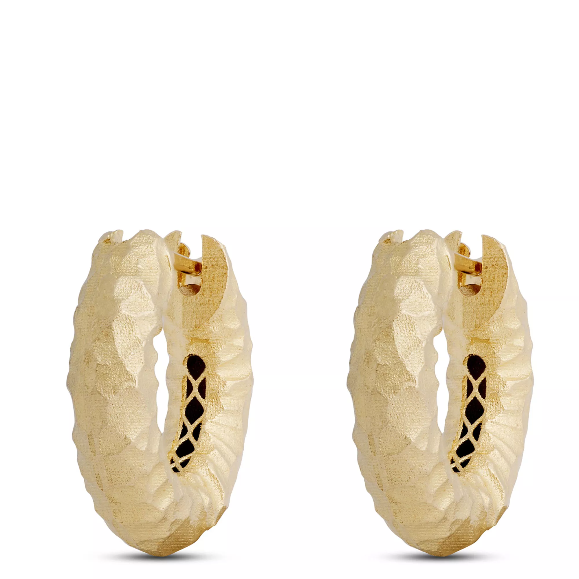 Toscano 18MM Hammered Hoop Earrings, 14K Yellow Gold