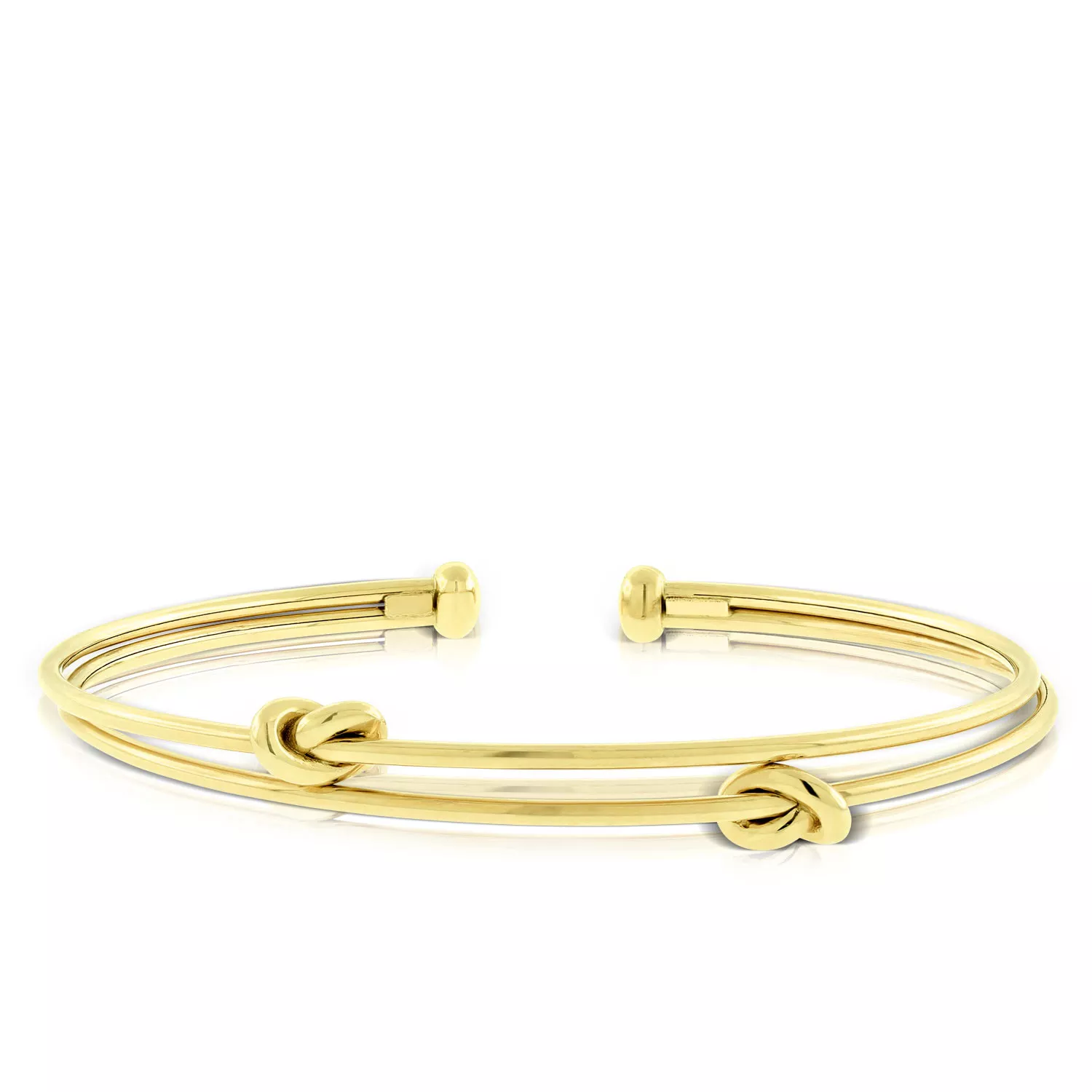 Toscano Double Love Knot Cuff Bangle 14K