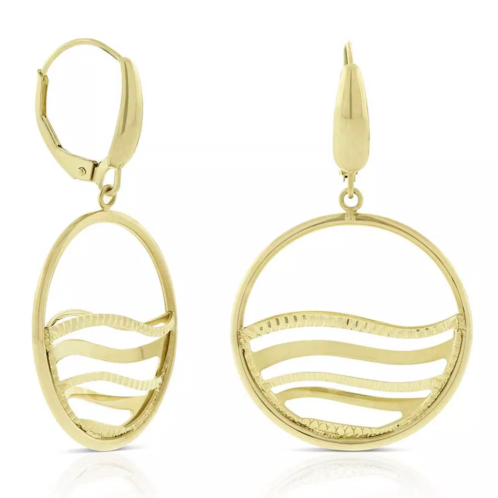 Toscano Open Circle Wave Earrings 14K