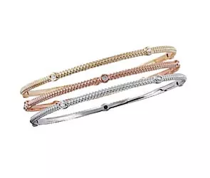 Tri Colored Beaded Collection Diamond Bangle Bracelet 3 /4 Carat Total Weight