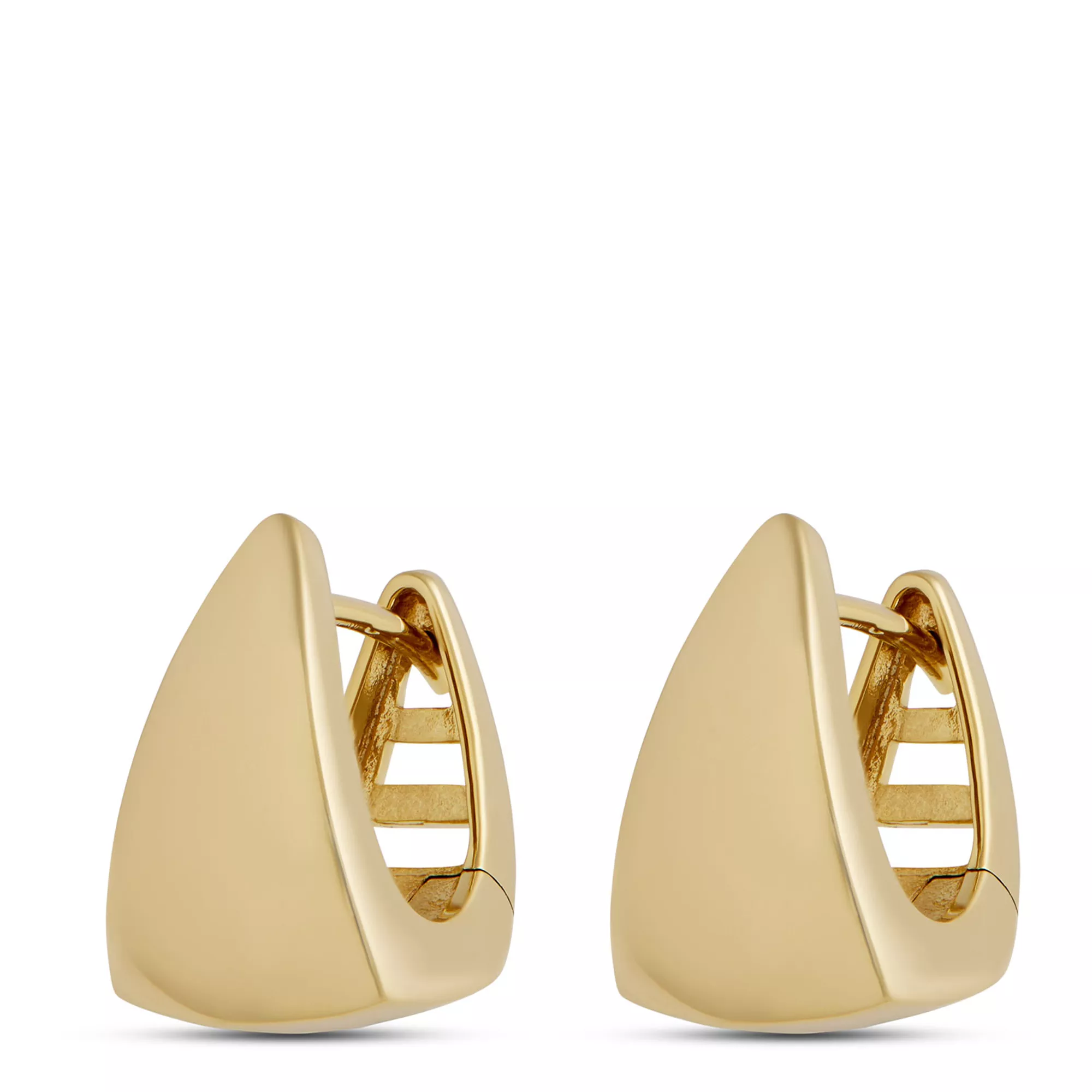 Triangle Huggie Hoop Earrings, 14K Yellow Gold