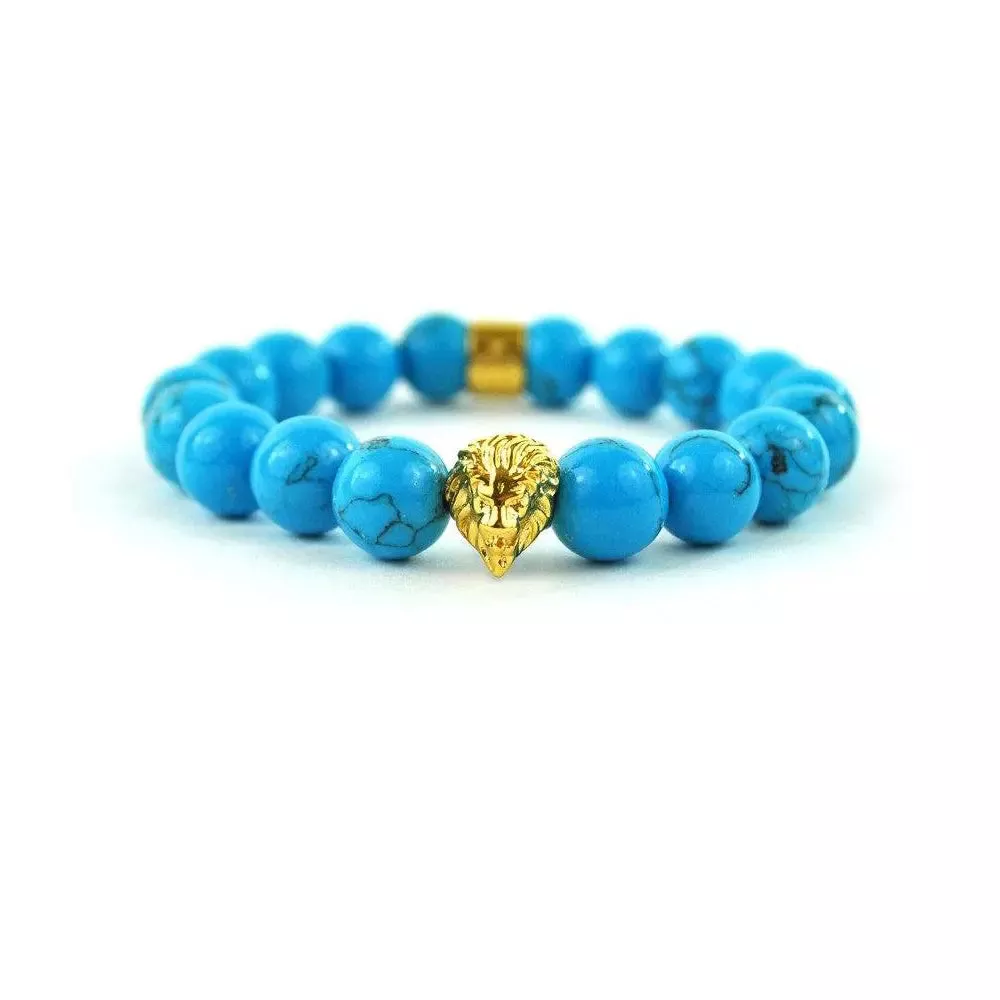 Turquoise Lion Head Beaded Bracelet