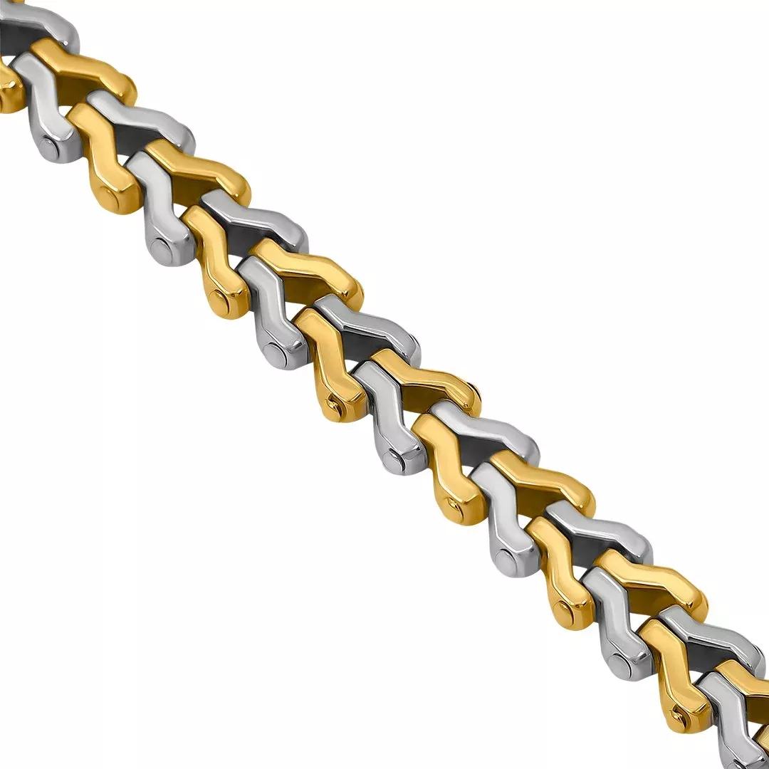 Two Tone Avianne Link with Diamond Bracelet in 18k Gold 2.75 Ctw