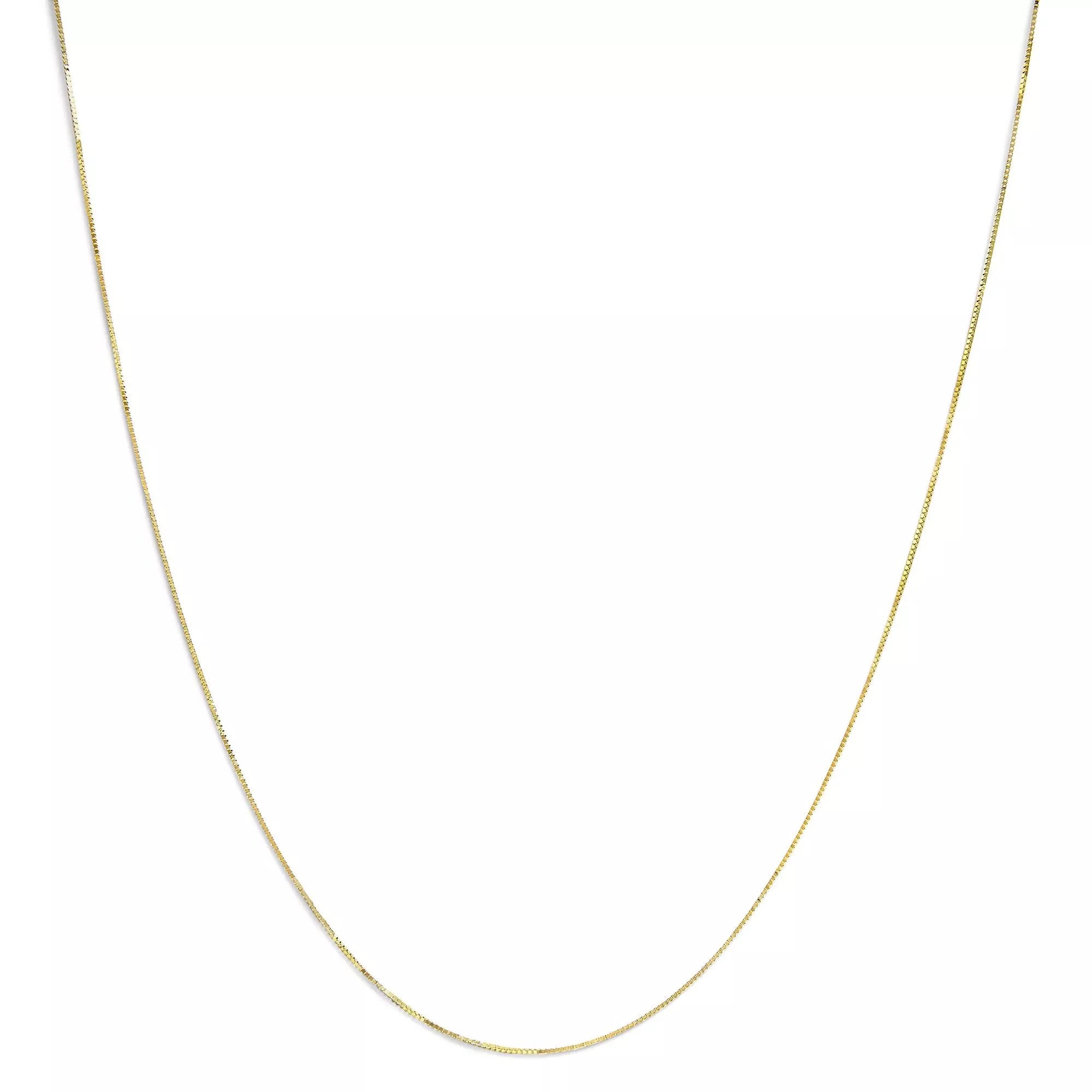 Unisex Solid 14K Gold 0.75mm Classic Box Chain Necklace