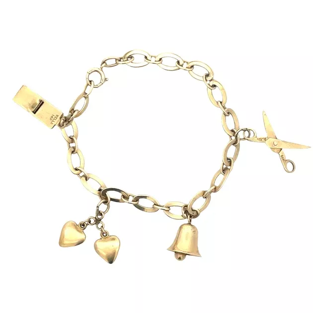 Vintage 14K Yellow Gold Multi Charm Bracelet