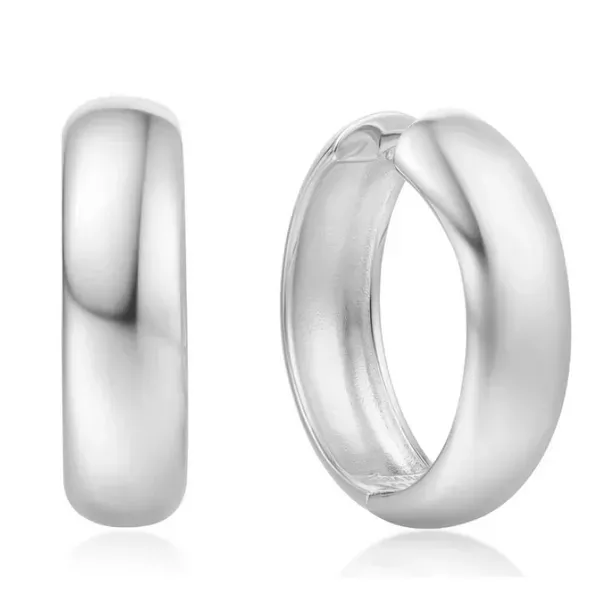 White Sterling Silver Medium Hoop Earrings