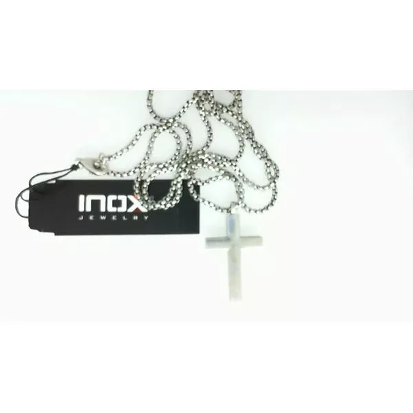 White Sterling Silver Men's Necklace with CZ