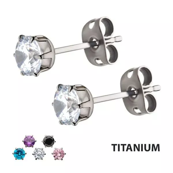White Titanium Mens Studs