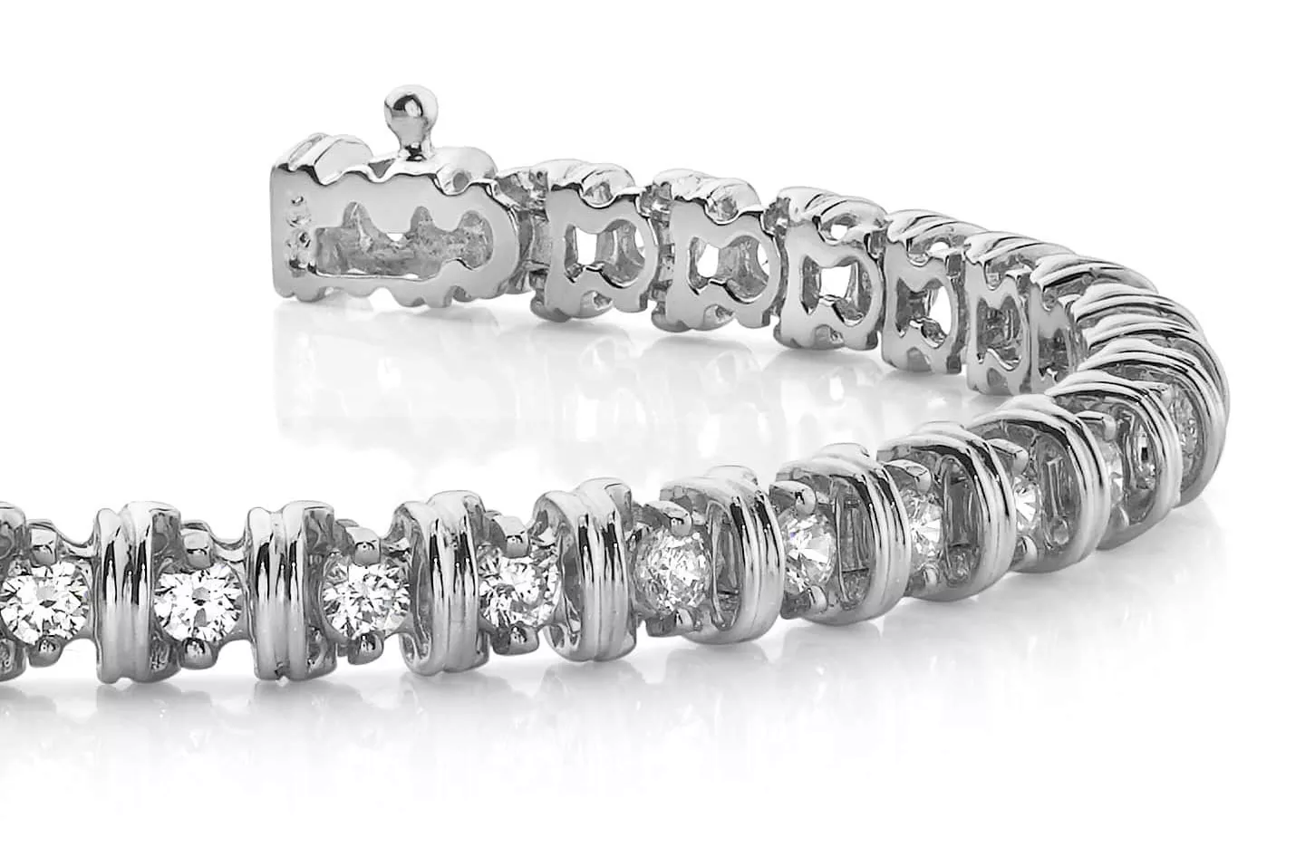 Wide Link Diamond Bracelet 1.0 Carat Total Weight