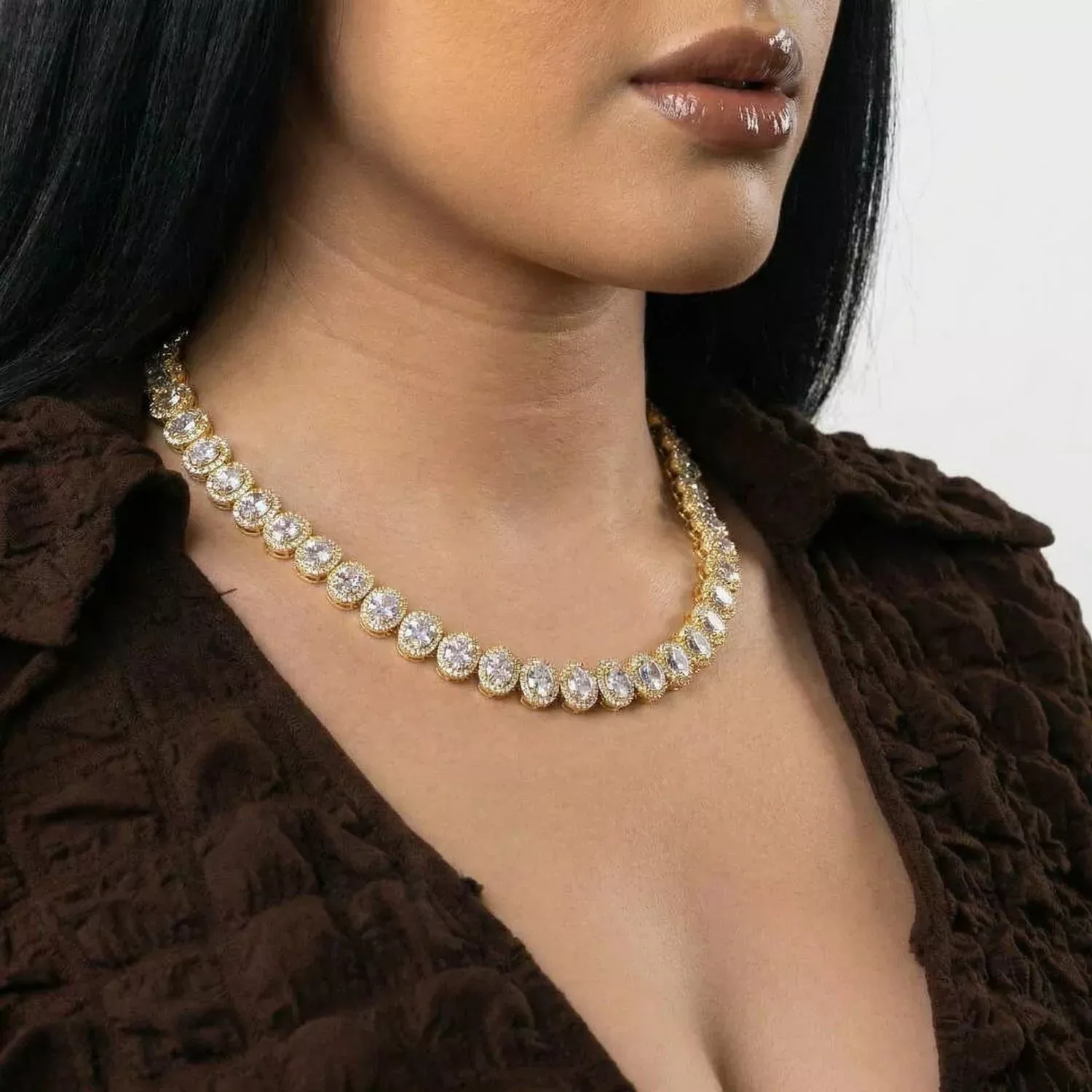 Women's Oval Diamond Tennis Chain Choker